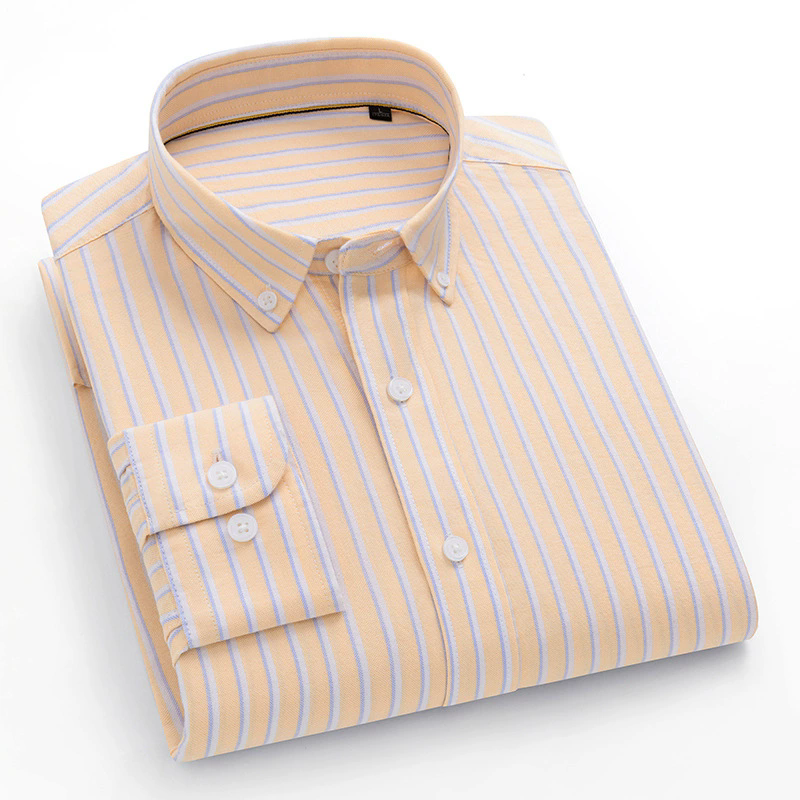 PLus Size XXXXL Blue Stripes Spring Autumn Shirt Cotton Oxford Retro Casual Shirts Cardigan Striped Men's Casual Shirts Grey Tops