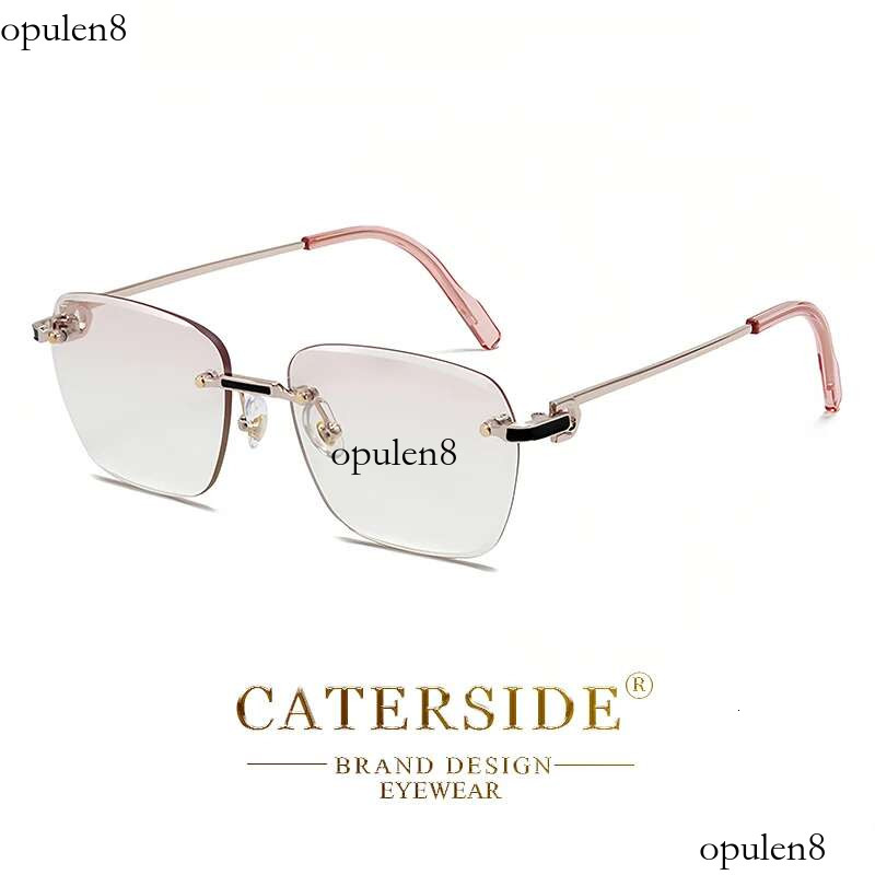 CATERSIDE New Pilot Rimless Sunglasses Men Gradient Sun Glasses Women Retro Business Shopping UV400 Lunette De Soleil Homme