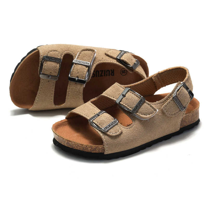 Sandals 2025 Spring/Summer Childrens Boys and Girls Cork Sandals One Word Shoes Flip flops Trendy Beach Korean Version Double Loop Y250315V0DJ