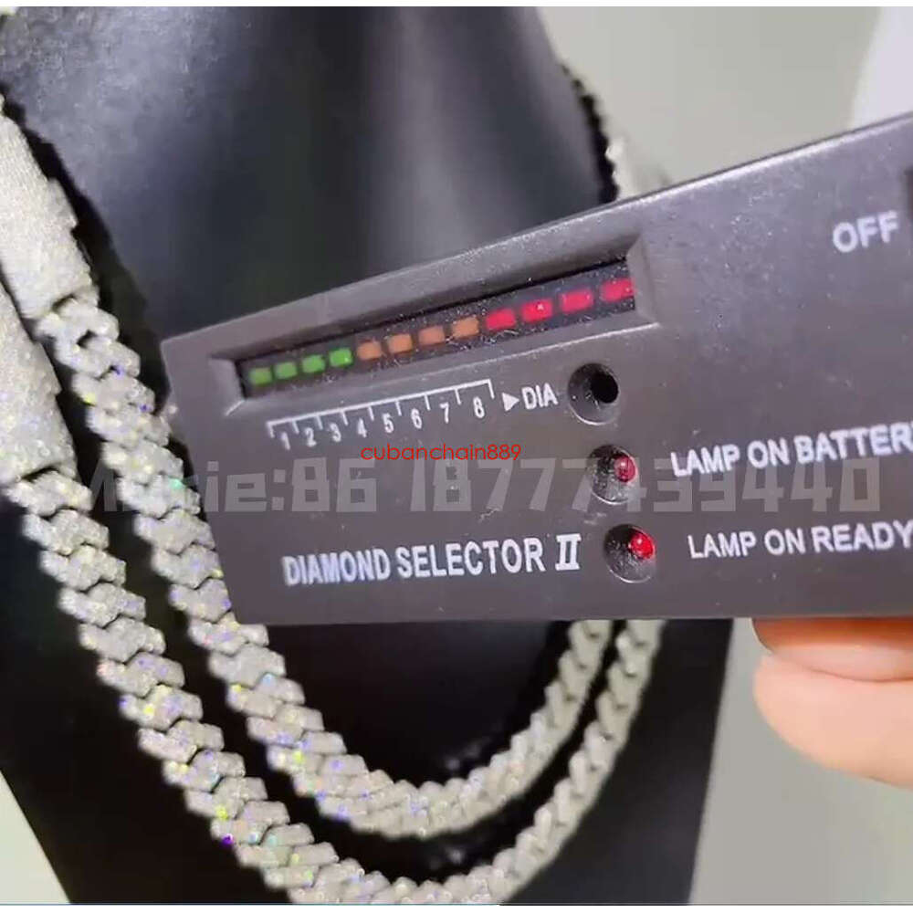 14MM wide 2 rows dia necklace designer for men high quality cuban k rock rapper hip hop gold plated stainless steel jewelry moissanite chain