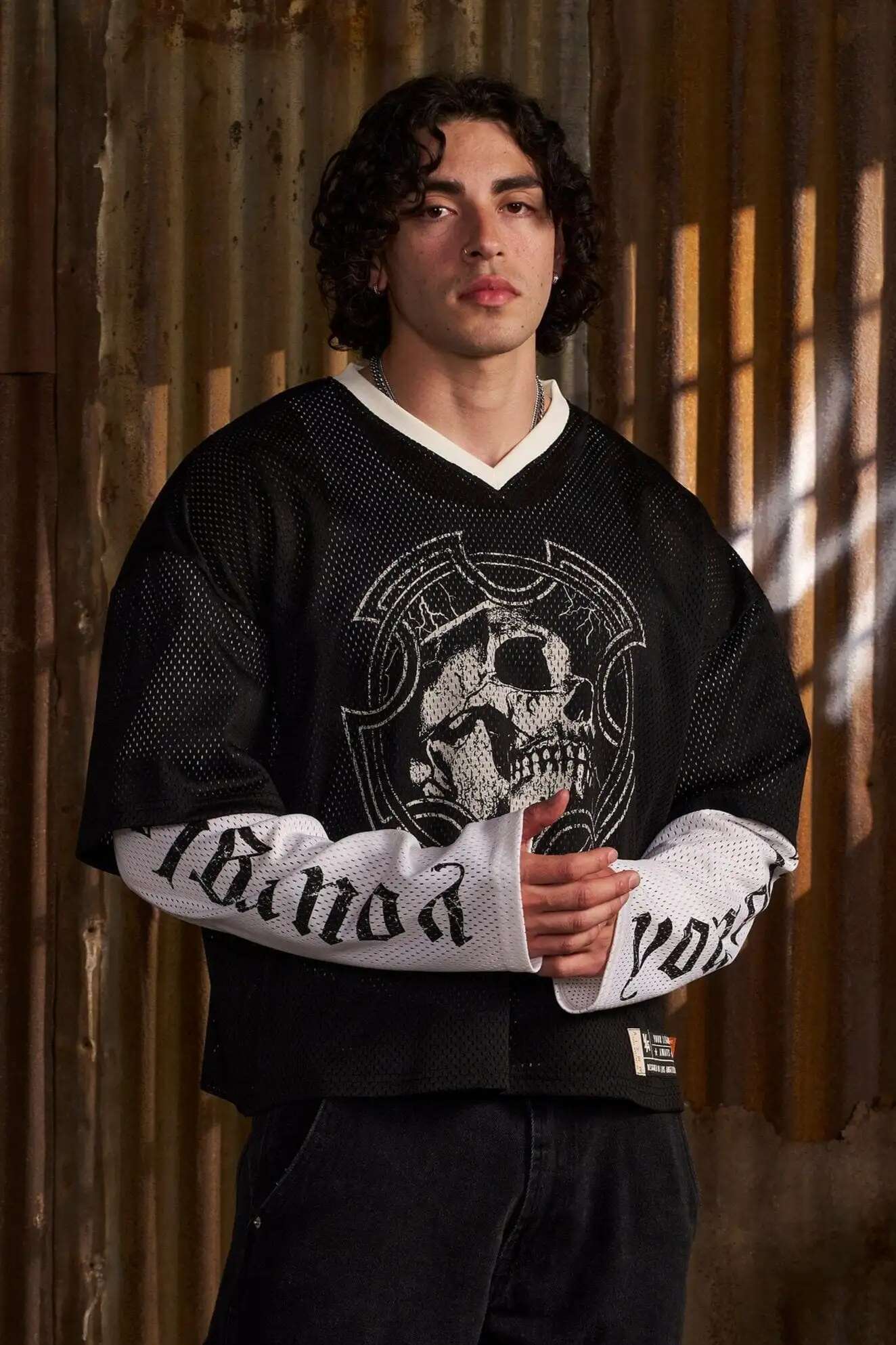 T-Shirts 2 In1 Patchwork T-Shirt Men Autumn Oversize Tops Boys Solid Long Sleeve Fashion T Shirt Man