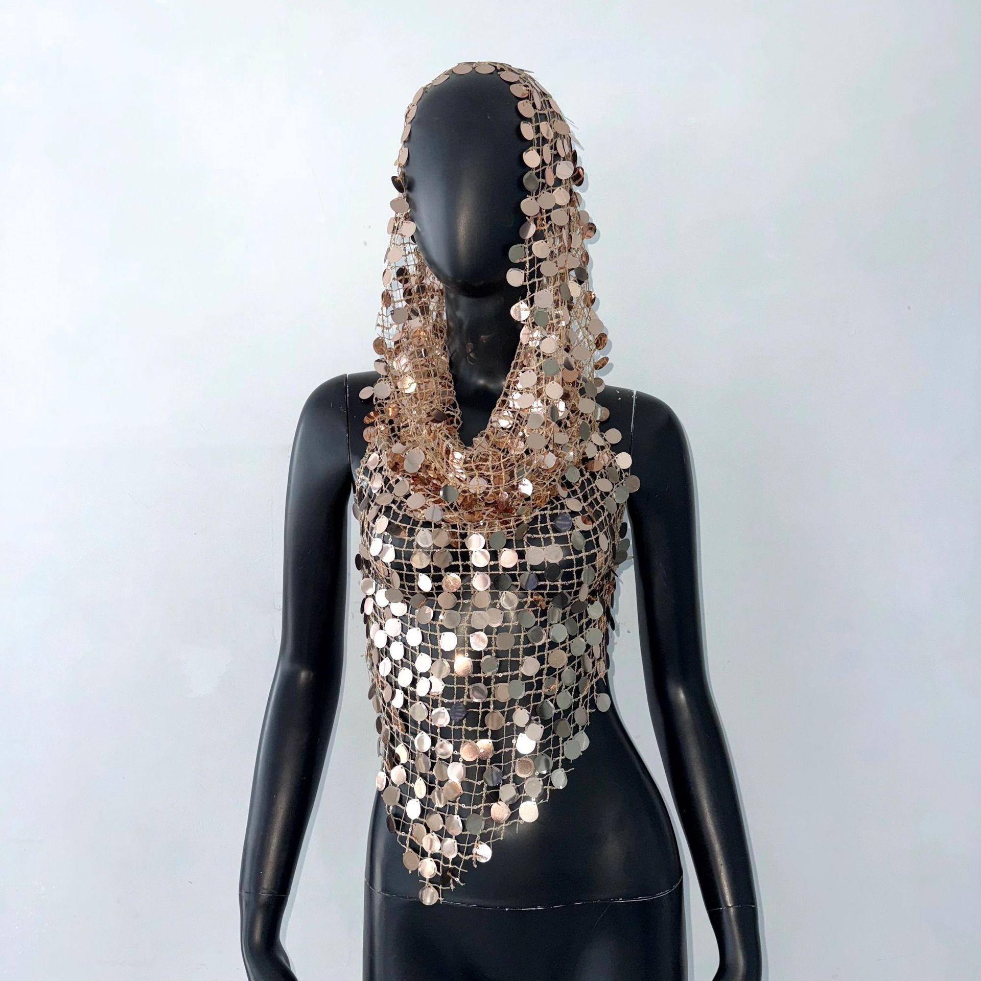 Women's Tanks & Camis Women Acrylic Sequins Tank Top With Hat 2 Pcs Set Sexy Hollow Out See Through Backless Camisole Rave Festival Party Crop To