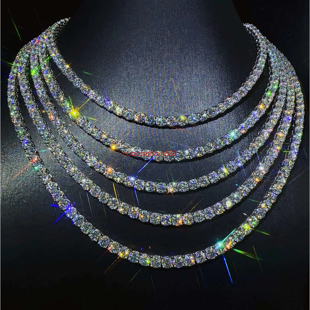 bracelet tennis Hip Hop necklace fashion Jewelry Pass Dia Tester 4mm VVS moissanite iced out cuban chain for men women