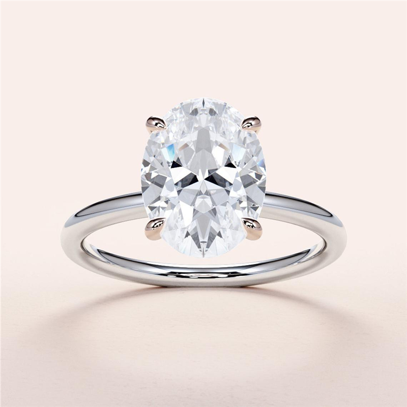 Jewelry 3 Carat Oval Cut Lab Diamond Engagement Ring 18K Real Gold Solitaire Oval Shape E VS1 IGI Certificate Lab Diamond For Women Wedding Gift