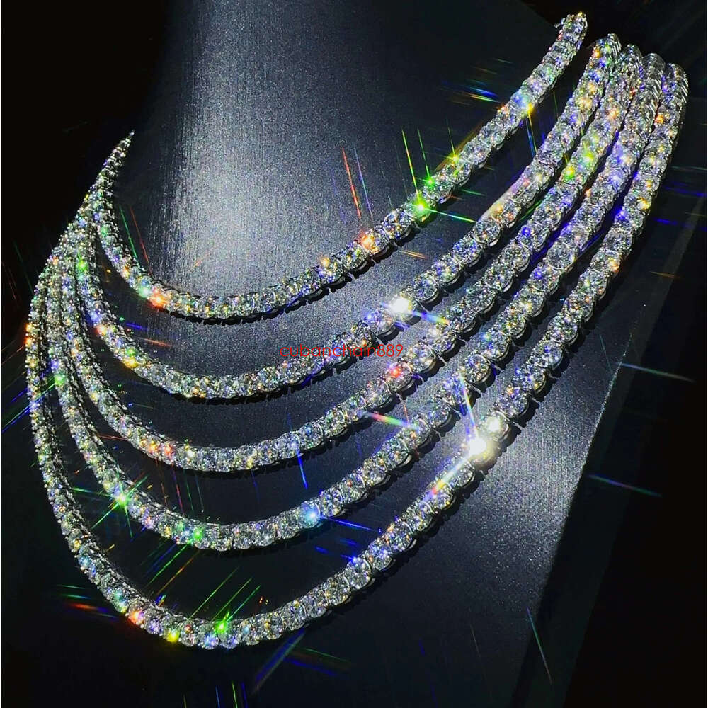 bracelet tennis Hip Hop necklace fashion Jewelry Pass Dia Tester 4mm VVS moissanite iced out cuban chain for men women