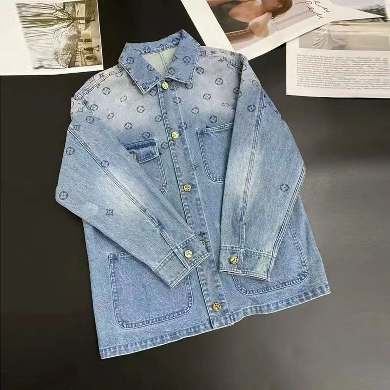 European Style Heavy Industry Denim Jacket Women's Spring and Autumn New Loose All-match Fashion Top High-grade Top Heavy Industry Designer