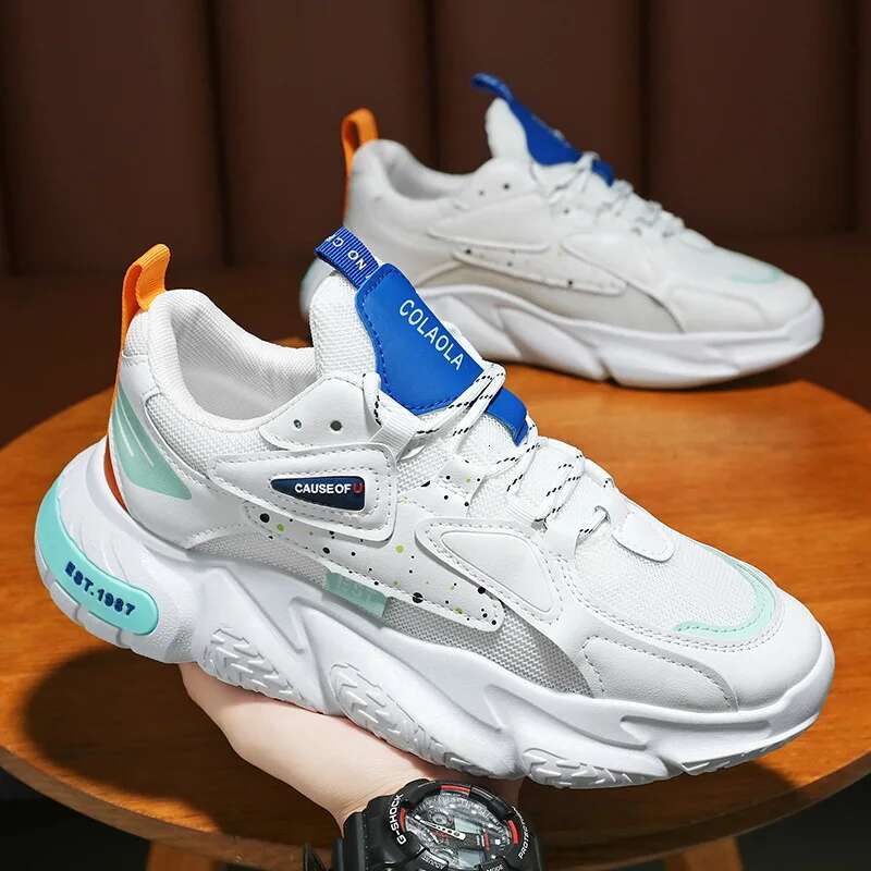 2025 New Breathable Mesh Men's Designer Trendy Fashion Full Match White Thick soled Sports Shoes Casual Shoes1