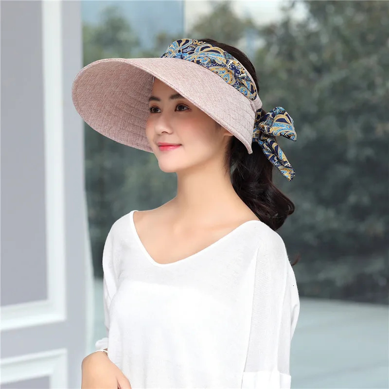 Fashion bow decoration UPV50 sunscreen outdoor sports hat mens empty top hat Visor hat Sombreros 250311BJ - view 4