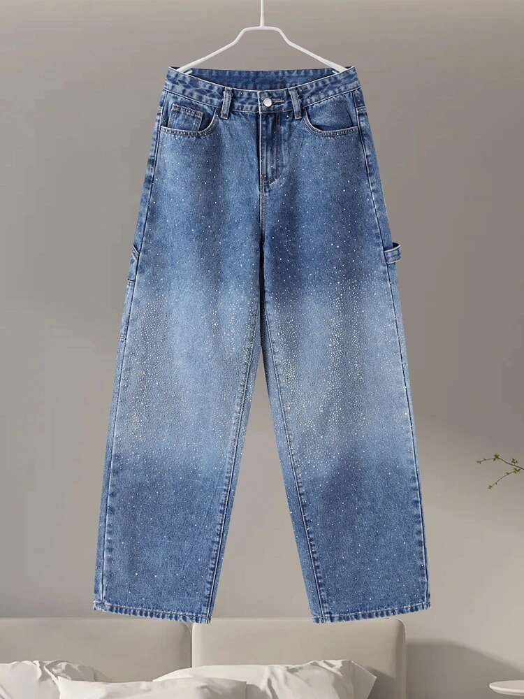 Rhie Wide Leg Jeans Dias Denim Straigt High Waist Zipper Female Pants 2025 Fashion Pockets Street Lady Trouser