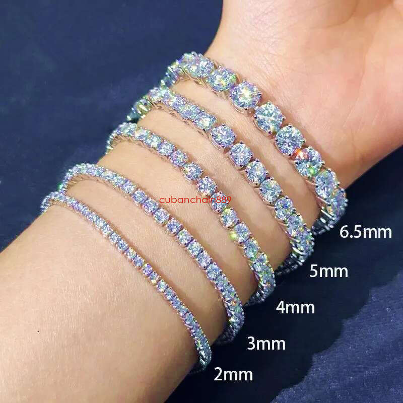 bracelet tennis Hip Hop necklace fashion Jewelry Pass Dia Tester 4mm VVS moissanite iced out cuban chain for men women
