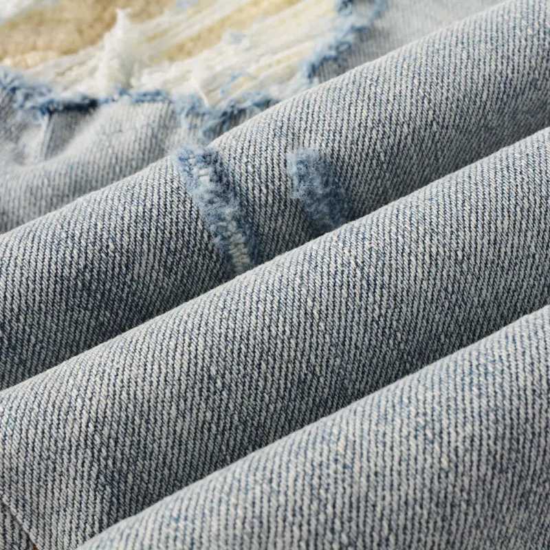 Designer fashion new mens jeans washed nostalgic stretch slim fit retroblue jeans hip-hop brand pants HombreT250314