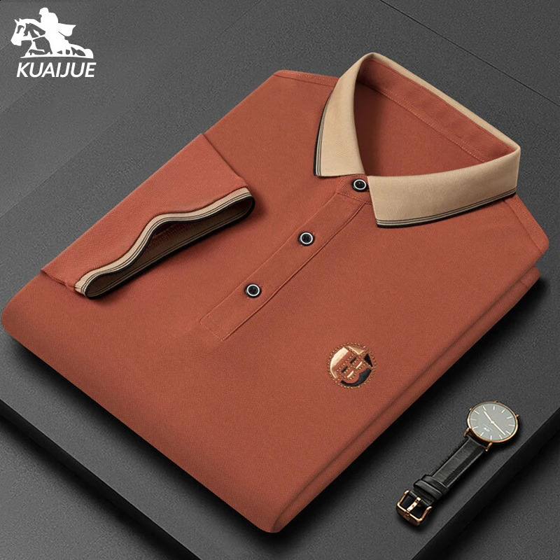 Mens high quality summer lapel mens short sleeve polo shirt fringe solid color business casual M4XL 8601 250312