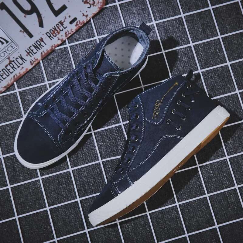 Canvas Men 2023 New Men's Casual High Top Vulacnized Shoes Flats Lace-up Sneakers atos Hombre for Male