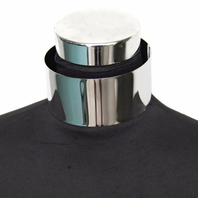 Metal Torque Choker Necklace Punk Fashion Wide Alloy Collars Statement Necklace For Women Party Accessories UKEN250305