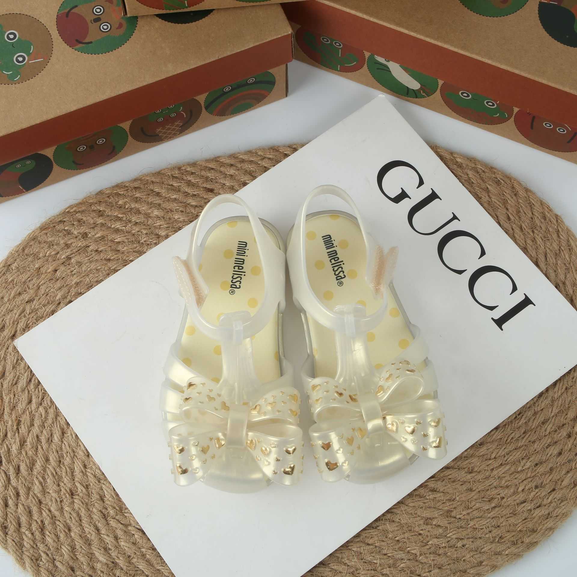 Sandals 2022 new Melissa bow hollow toe childrens jelly shoes sandals beach shoes fragrant shoesY25031546DD