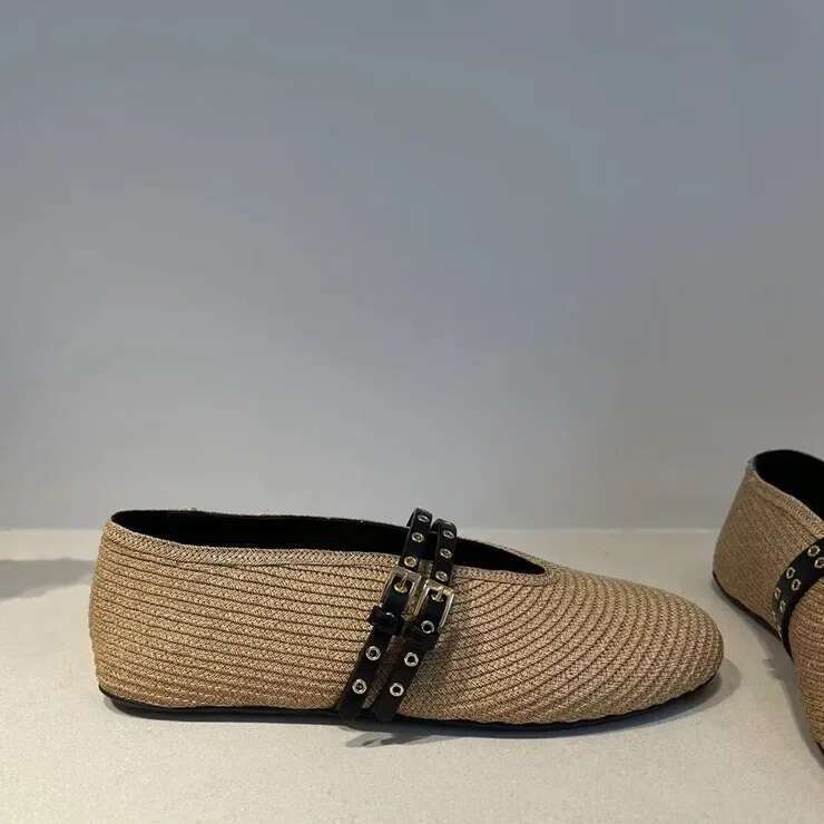 2024 Ladies Casual Comfort Ripped Lazy Shoes Female Womens Indoor Outdoor Beach Flat Slip On Summer Strap Loafers Straw