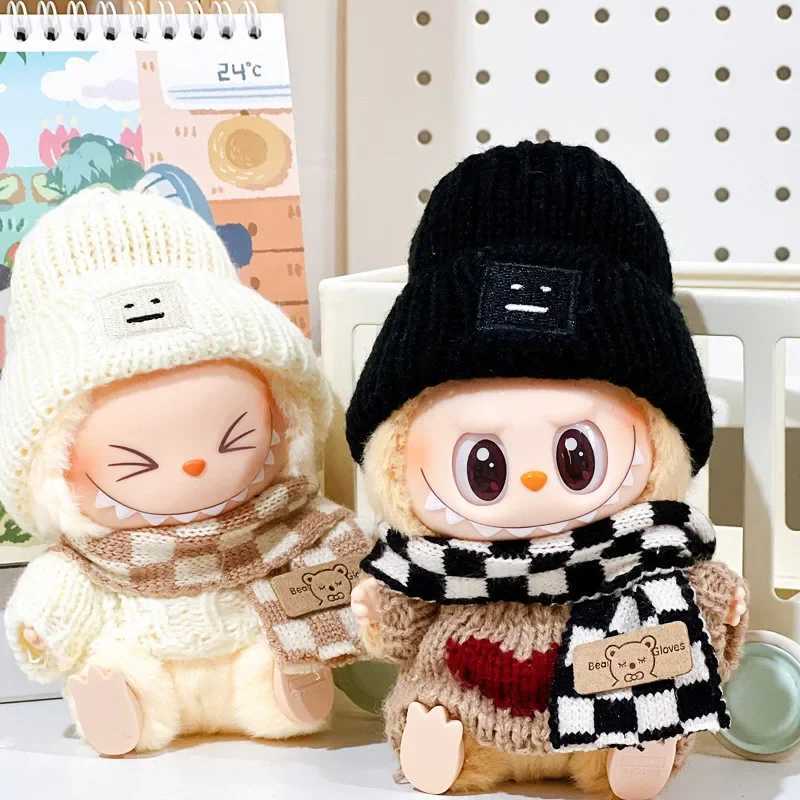 For 17cm Labubu Doll Clothes Fashion Clothes Set Sweater Hat Scarf Shoes Mini Plush Doll Outfit Accessories Ropa LabubuT250313