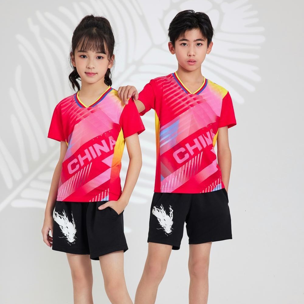 Ice silk spandex quick drying children's adult table badminton tennis training suit customized printing tracksuit