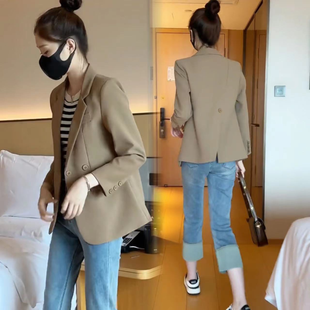 X312Chic Loose Fit High-Design Women's Blazer for Spring & Autumn Featuring a Flattering Back Cutout