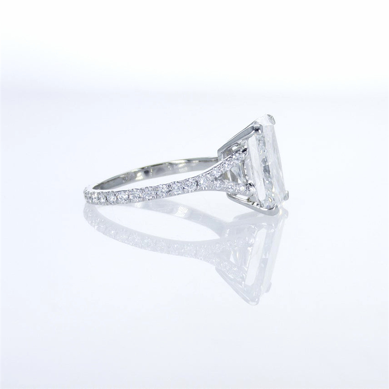 JY Jewelry 4.0 Carat Radiant Cut Lab Grown Diamond Full Band Engagement Ring 14K 18K Real Gold Ring Vintage Wedding Band