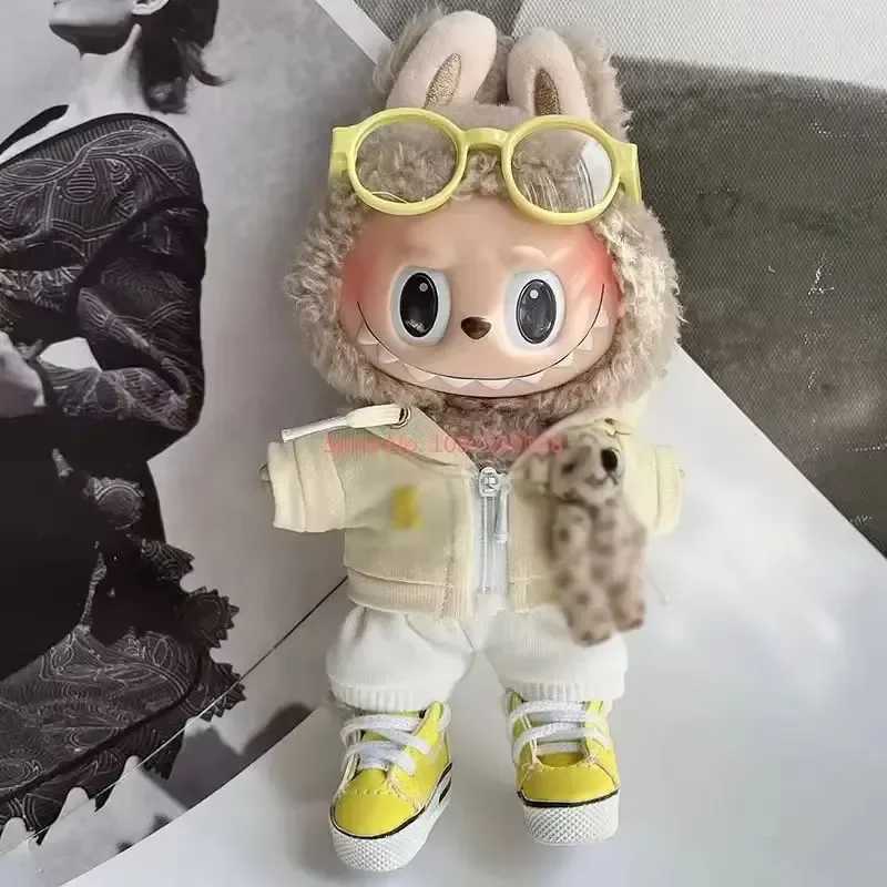 17cm Labubu Fashion Casual Hoodie Set Cute Doll Decorative Clothes Customized Labubu Limited Edition Sneakers Dressing giftT250313