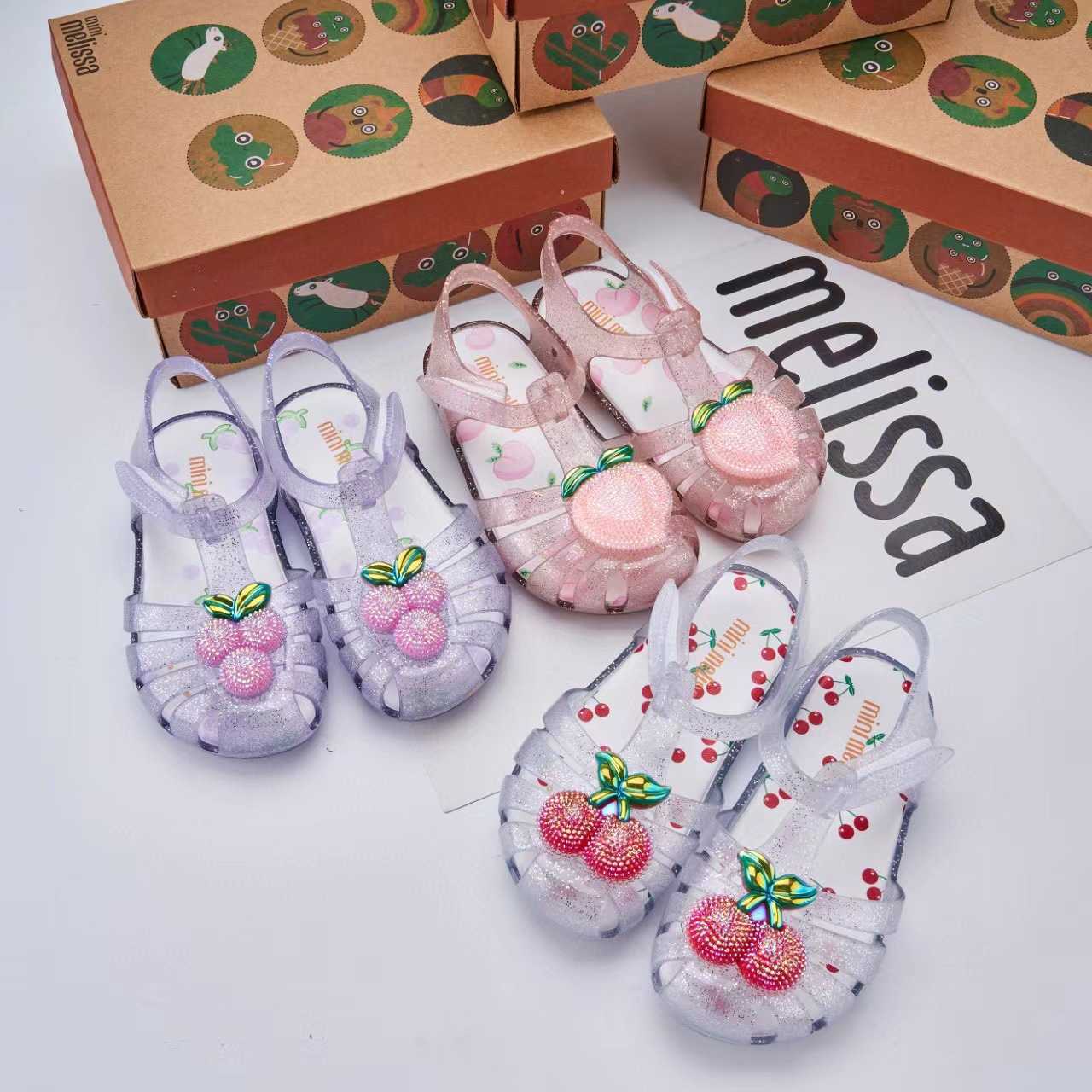 Sandals 2025 Mei Sha New Childrens Shoes Mei Sha Fruit Childrens Shoes Baotou Hollow Sandals Cherry Peach Childrens ShoesY2503153CU5
