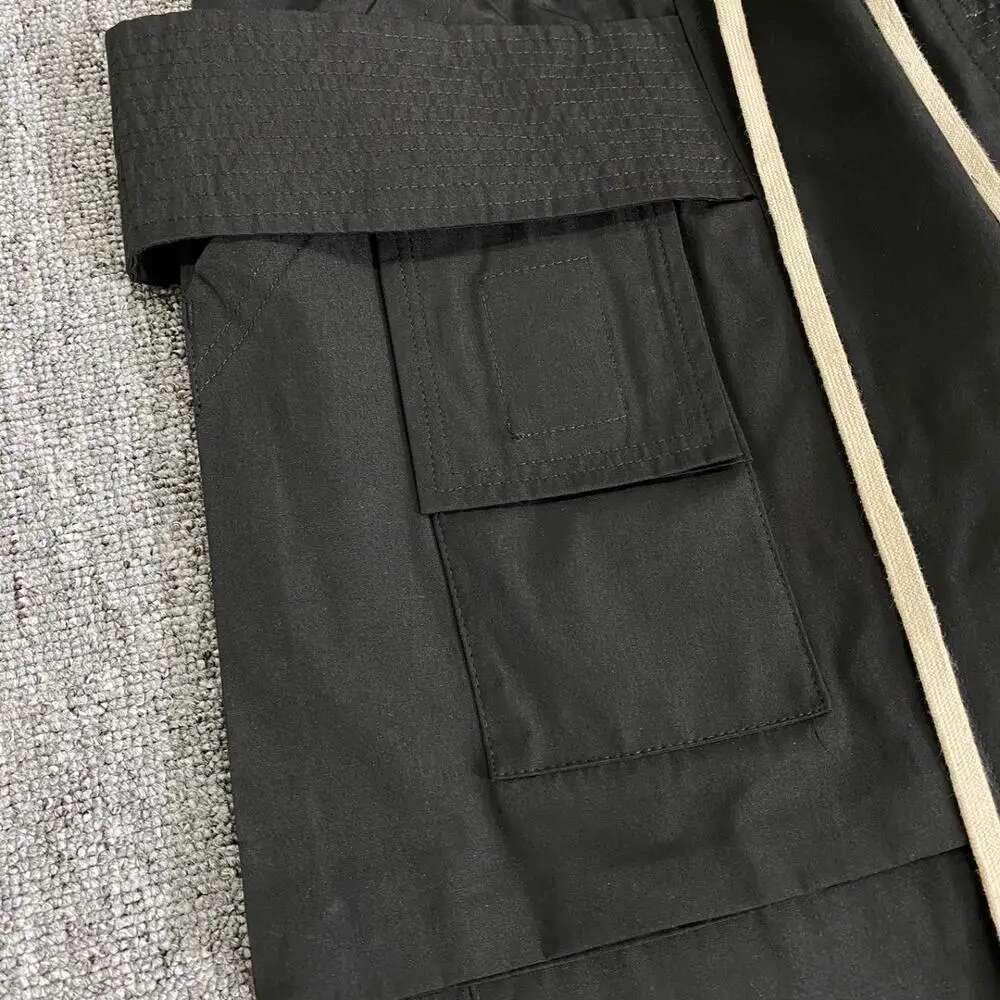 Men Hi Streetwear Double Belt Drop Crotch Cargo Pants