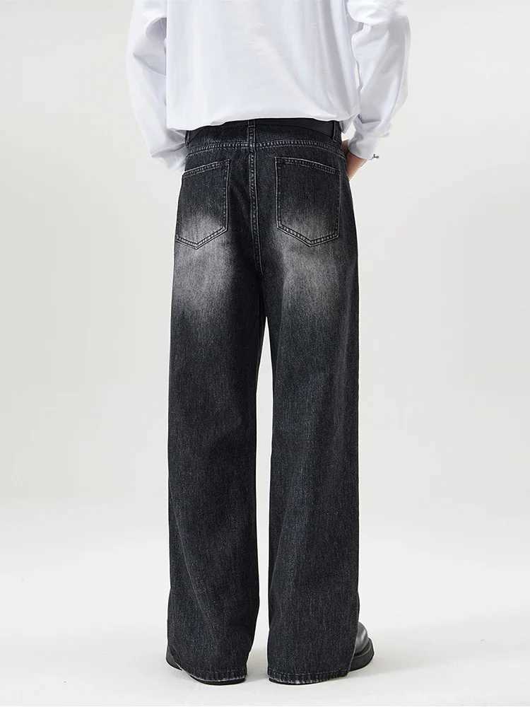 4 Colors Autumn Vintage Distressed Mens Baggy Straight Jeans Fashion Korean High Street Denim Pants Streetwear Male TrousersT250315