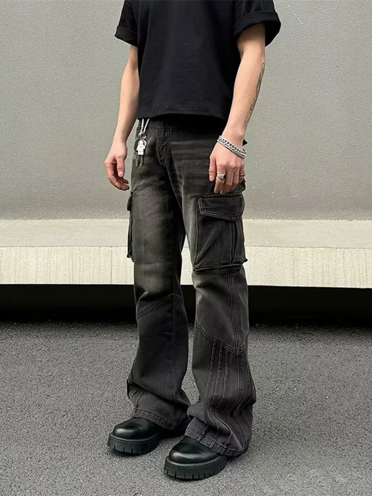Pants Y2K Streetwear Multi Pockets Baggy Jeans Cargo Pants For Men 90S Vintage Clothes Striped Long Trousers 250310