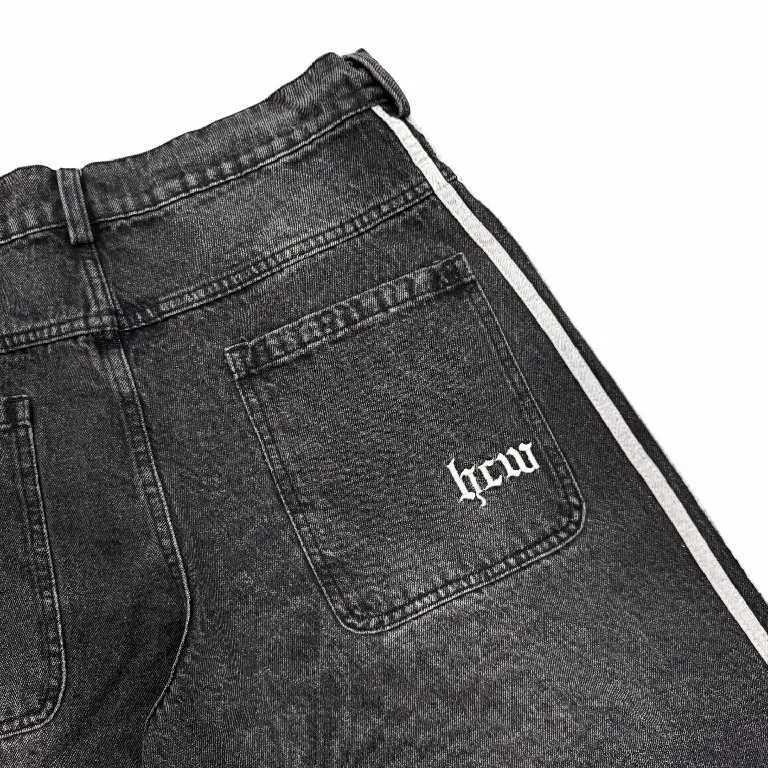 HCW Vintage Jeans Y2K Clothes Mens Womens Hip Hop Letters Embroidered Stripes Washed Vintage Baggy Jeans Wide Leg TrousersT250314