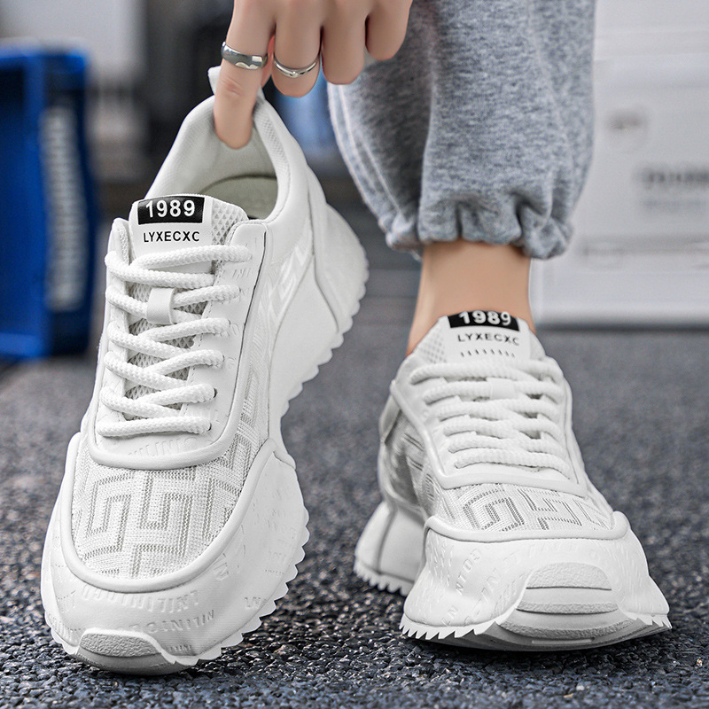 2025 new design free shipping casual shoes suitable for men's thick soled mesh breathable casual sports shoes outdoor sneakers