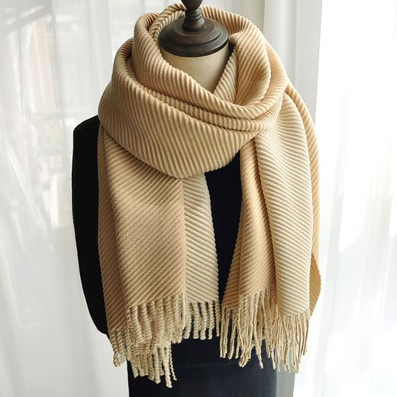 K124 Scarf women winter 2023 new Maillard high-grade Korean style two-color pleated finale scarf shawl dual-purpose