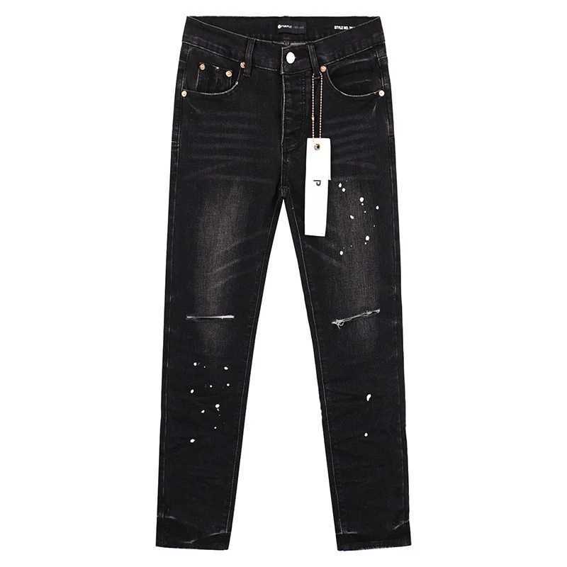 2025SS Purples Jeans Trendy Good Quality Mens and Womens Outdoor All-match Pants Casual Streetwear Wash Water BlackT250314