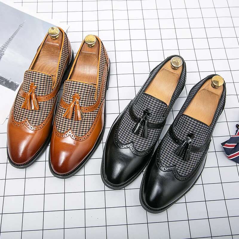 2024 New Tassel Business Loafers For Toe Slip-On Brown Driving Men Dress Shoes Fashion Wedding Moccasins Free Shipping