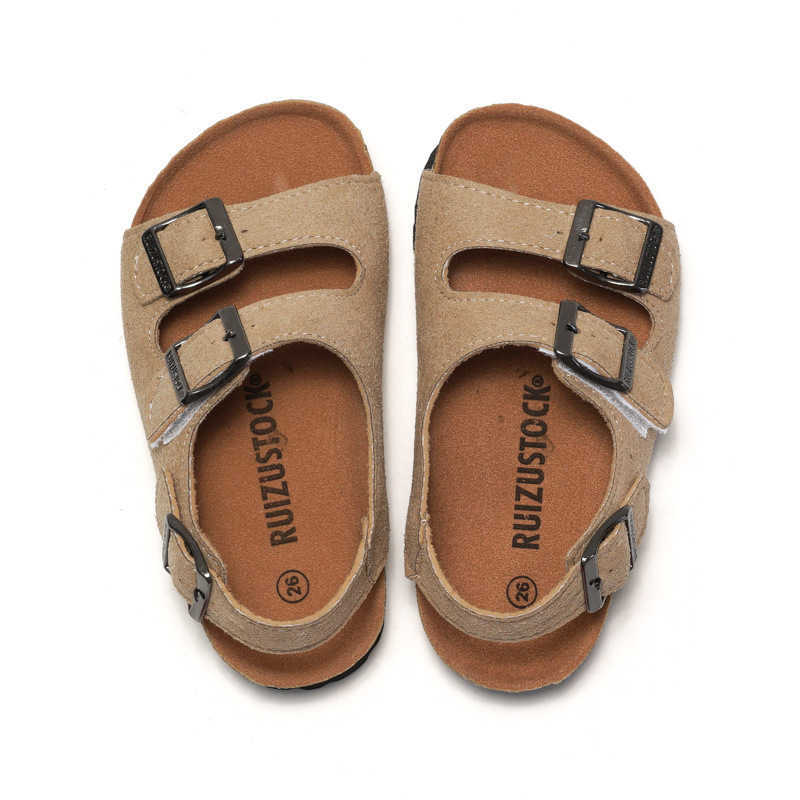 Sandals 2025 Spring/Summer Childrens Boys and Girls Cork Sandals One Word Shoes Flip flops Trendy Beach Korean Version Double Loop Y250315V0DJ