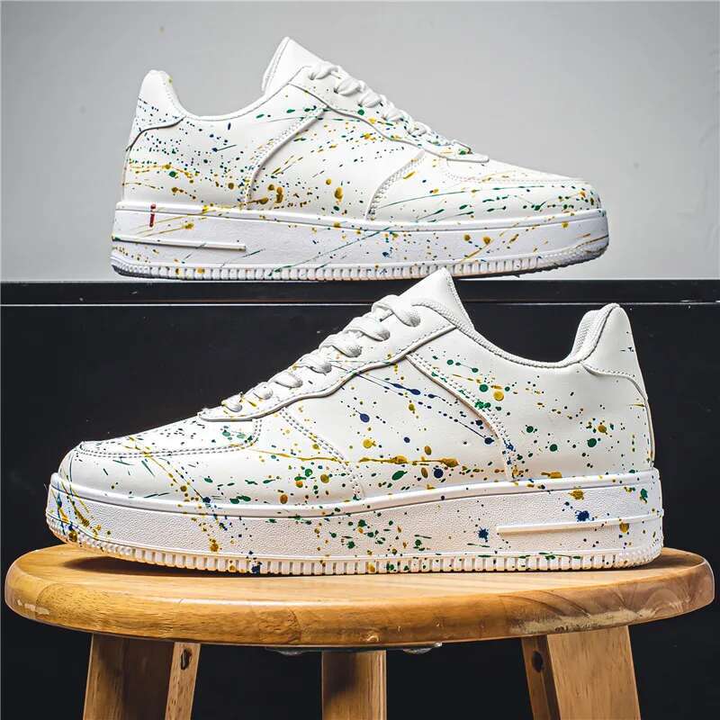 2025 New Sports Shoe Designer Trendy Fashion Leather Skateboarding Round Head Fashion Men's Casual Soft and Comfortable Anti slip Shoes Splashing