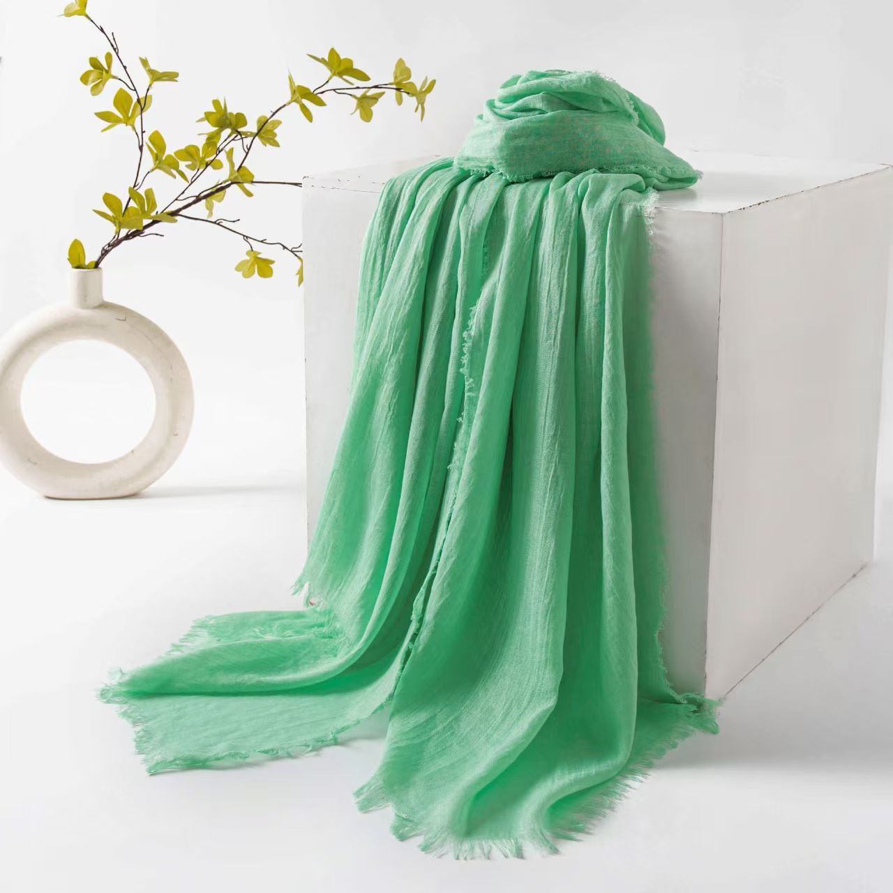 T283 spring and summer cotton and linen scarf female high-grade gauze scarf simple thin sunscreen travel shawl headscarf