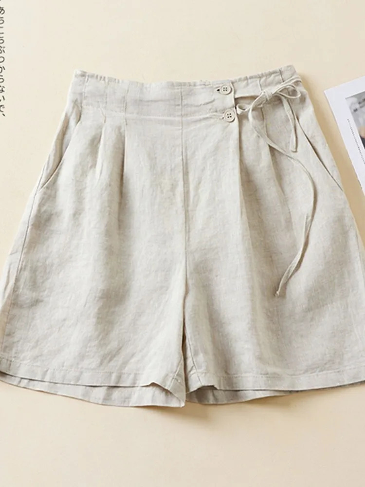Women Casual Short Pants Arrival Summer Vintage Style Solid Color Loose Comfortable Female Cotton Linen Shorts B2438 250313