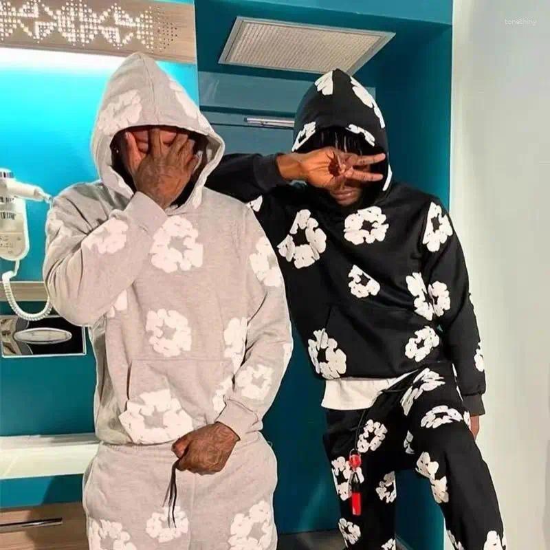 Men's Hoodies Designer Hoodies Flower Pattern Hooded Sweatshirt Suitable For Both Men And Women Casual Loose Fit Sportswear Set
