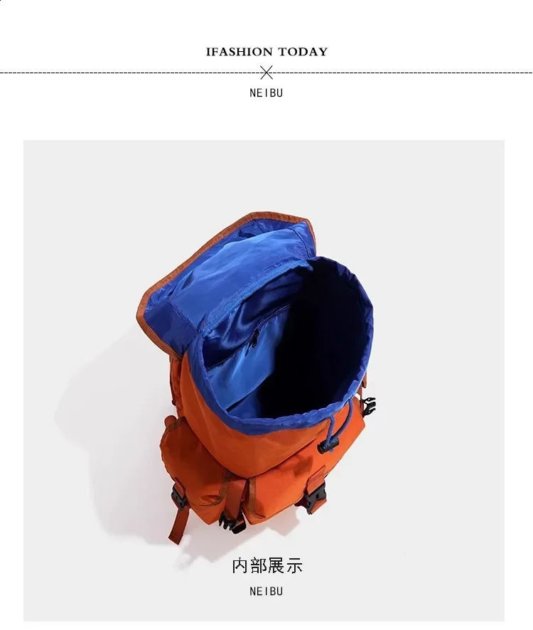 Shiny orange high-quality nylon backpack string waterproof large capacity casual outdoor bag suitable for neutral thermal Mochila 250313