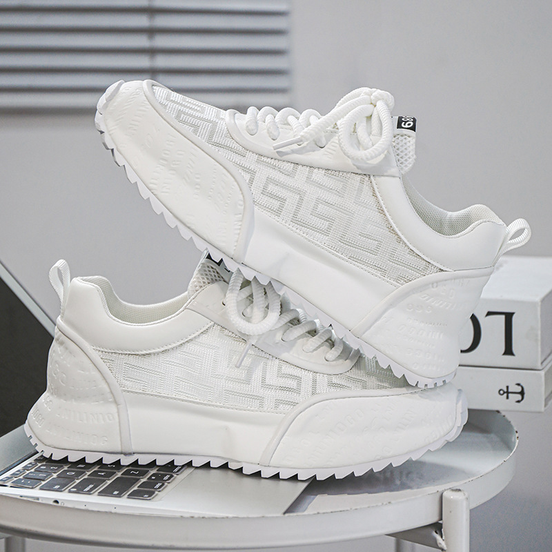2025 new design free shipping casual shoes suitable for men's thick soled mesh breathable casual sports shoes outdoor sneakers