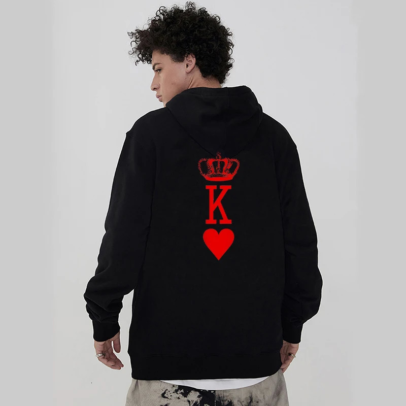 Couple Hoodies King Queen Print Sweatshirt Heart Crown Lovers Couples Hoodie Fashion Hooded Casual Matching Pullover Tracksuits 250314