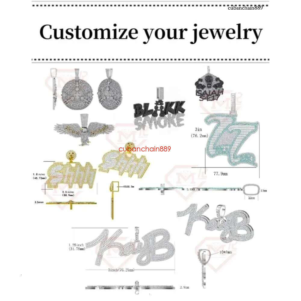 15mm Baguette Iced Out Sier Hiphop VVS Dia Moissanite Cuban k Chain