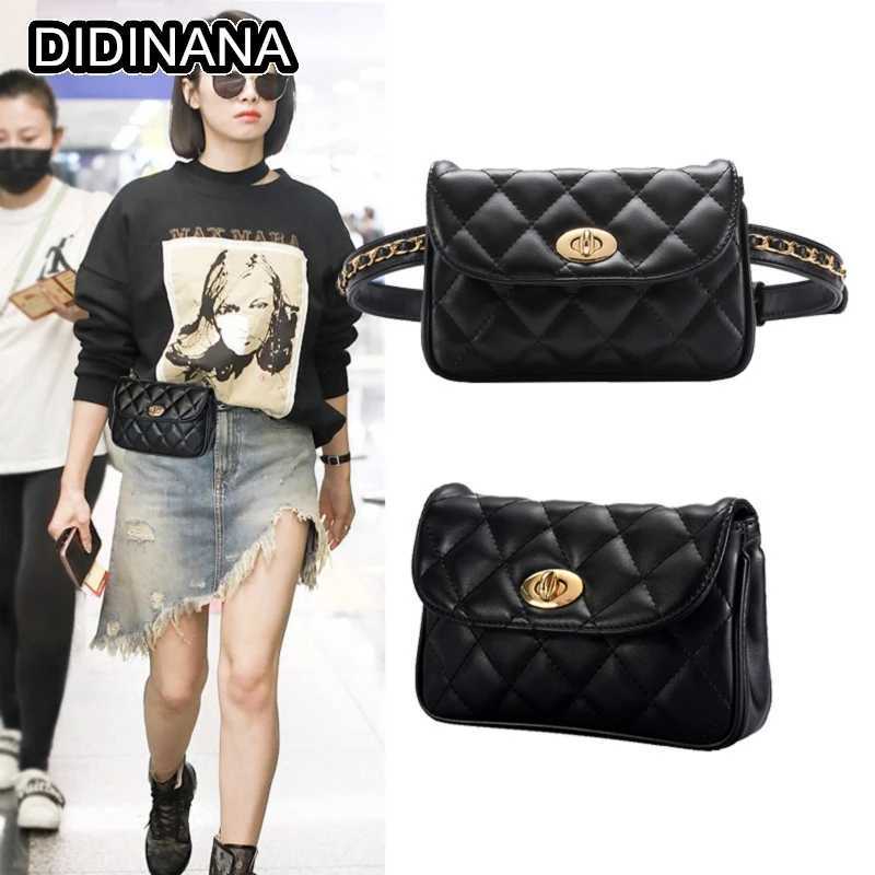 Female Waist Belt Bag PU Leather Metal Chain Waistband Female Pouch Punk Belts Bag for Wen trend Belt bag Y250314