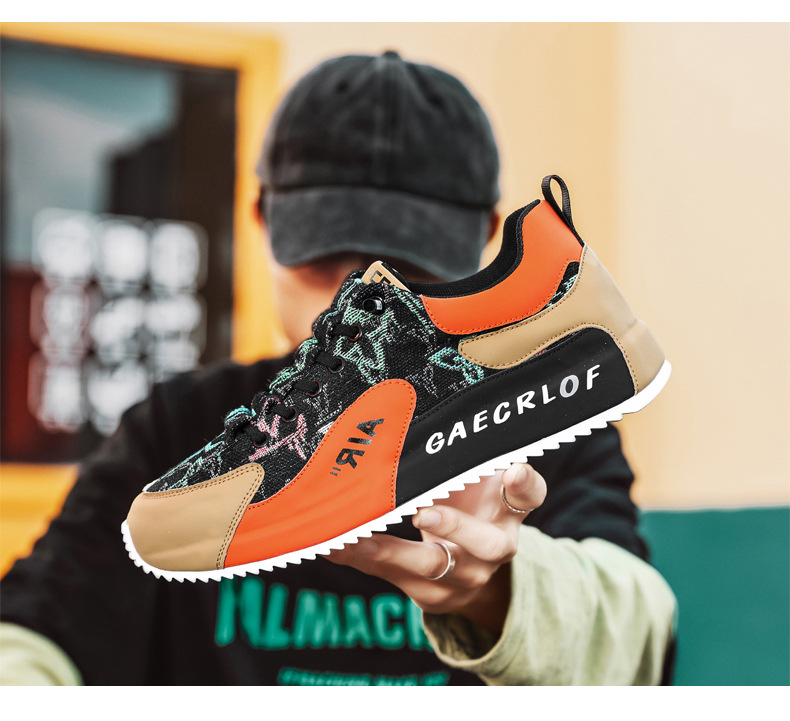 Free shipping 2025 summer new men fashion sneakers black white orange sport shoes breathable athleisure runners trainers men size 39-44