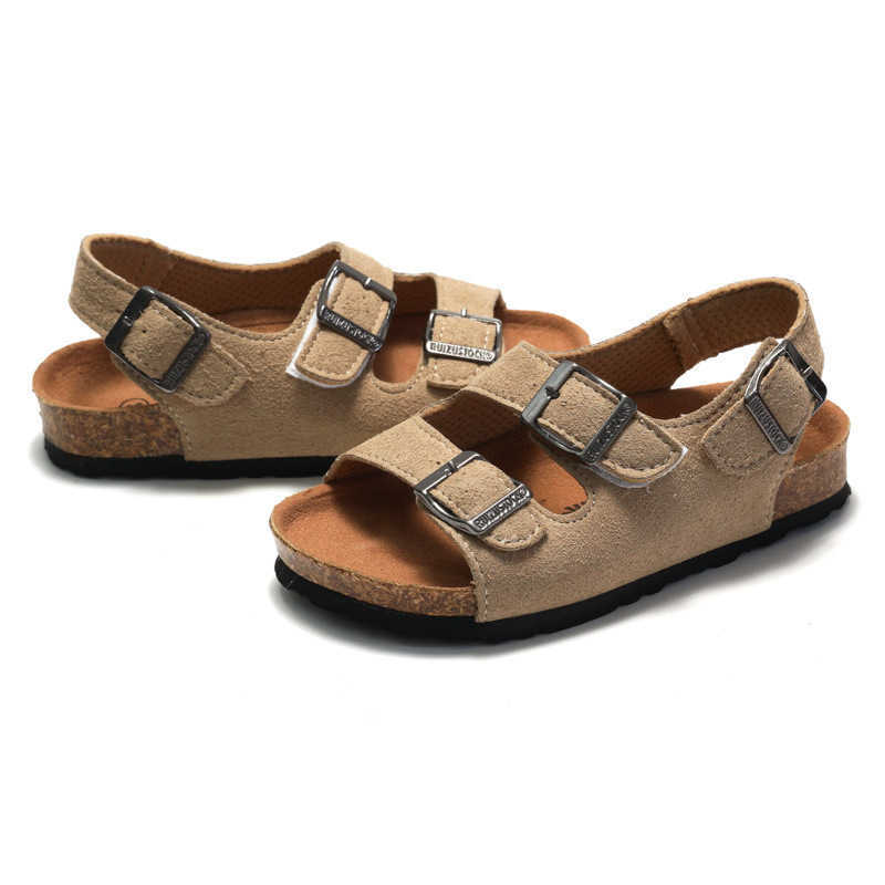 Sandals 2025 Spring/Summer Childrens Boys and Girls Cork Sandals One Word Shoes Flip flops Trendy Beach Korean Version Double Loop Y250315V0DJ
