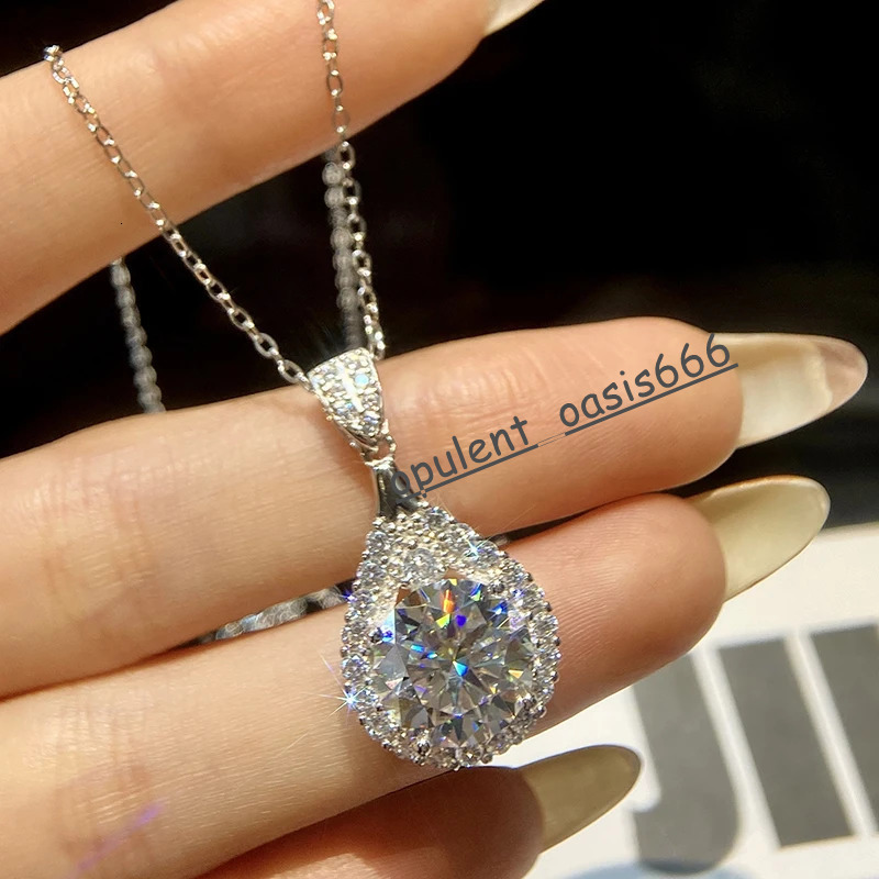 GRA Luxury 5CT D Color Moissanite Diamond Water Drop Necklace for Woman 925 Sterling Silver Chain with Certificate Fine Jewelry