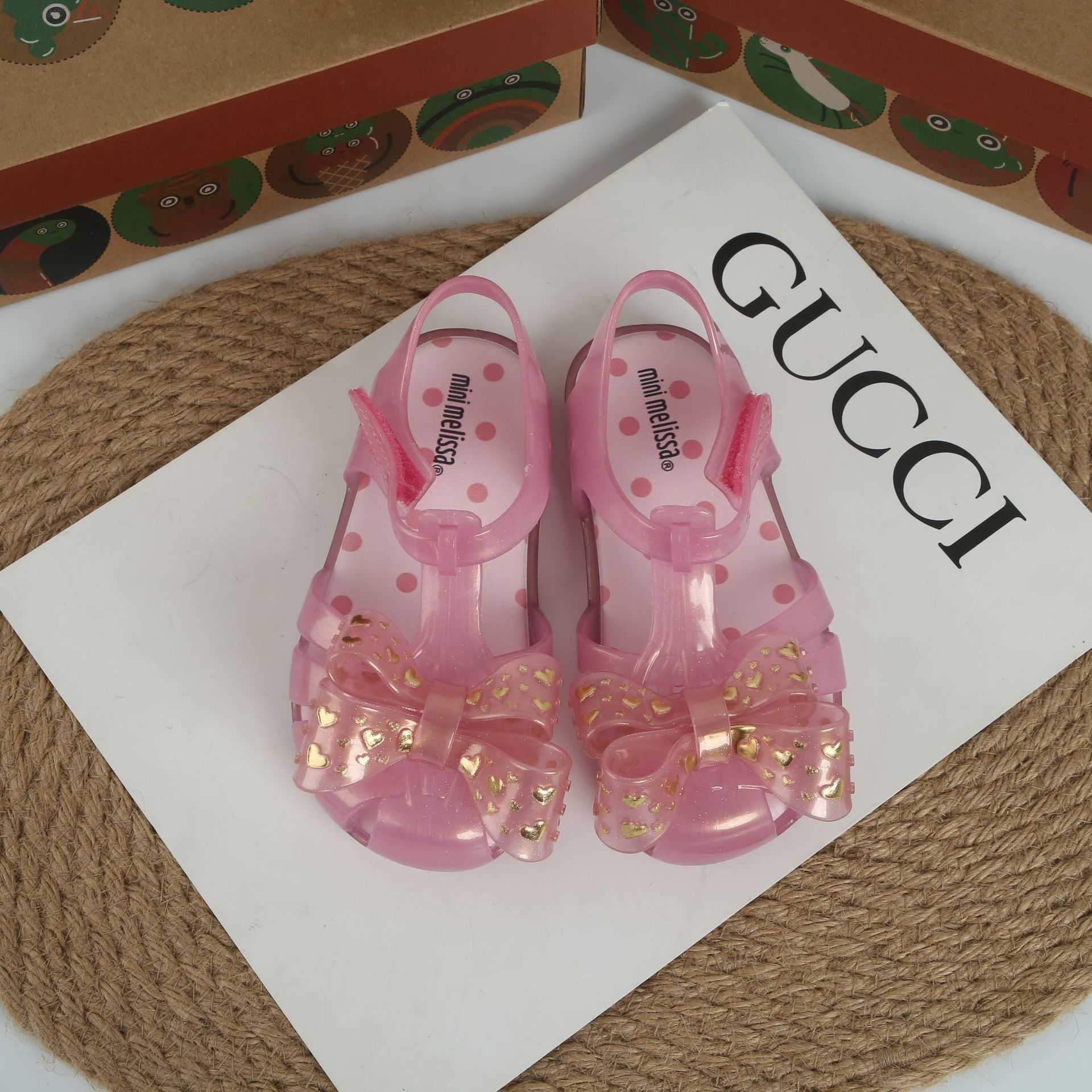 Sandals 2022 new Melissa bow hollow toe childrens jelly shoes sandals beach shoes fragrant shoesY25031546DD