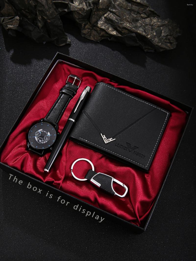 Wristwatches Fashion Men's 4-piece/set Watch Set Including Wallet Pen Keychain Ideal Gift For Him