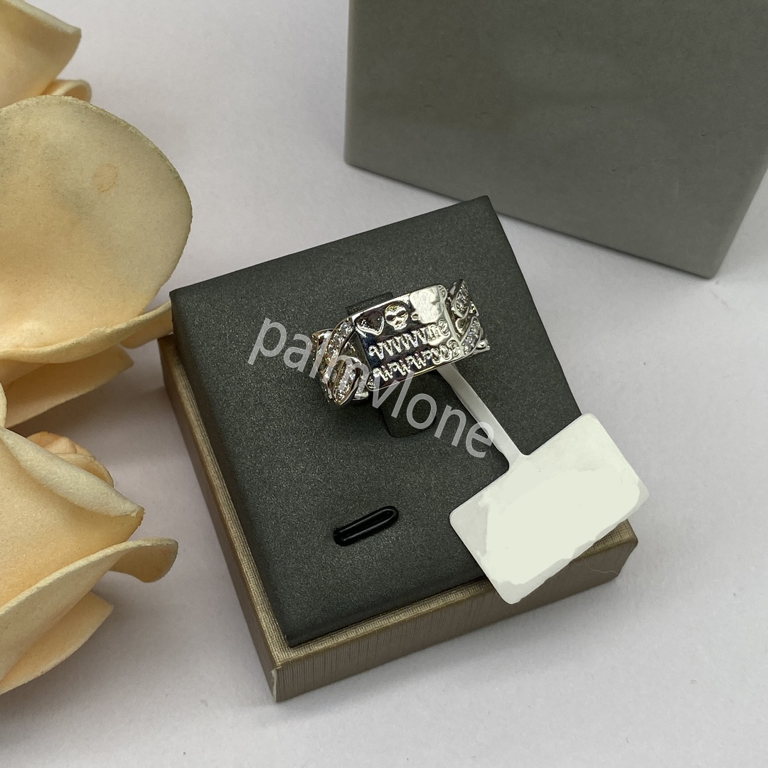 Saturn Ring diamond ring Designer for Women Silver Chain Luxury Classic planet rings west 18K Gold Party Gift Wholesale and Retail 316L Stainless Steel Jewelry